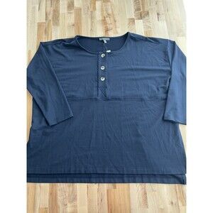 Shannon Passero Navy Tunic Long Sleeve Top Oversized Soft Stretch S/M